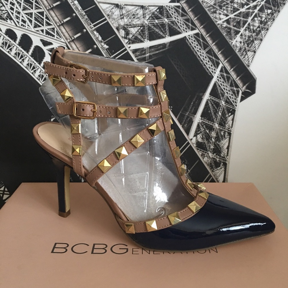 BCBGeneration Darron Rockstud Pumps - Size 6, Navy Blue